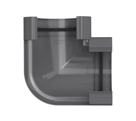 Угол желоба 90 ТН ПВХ МАКСИ, графитово-серый D152мм
