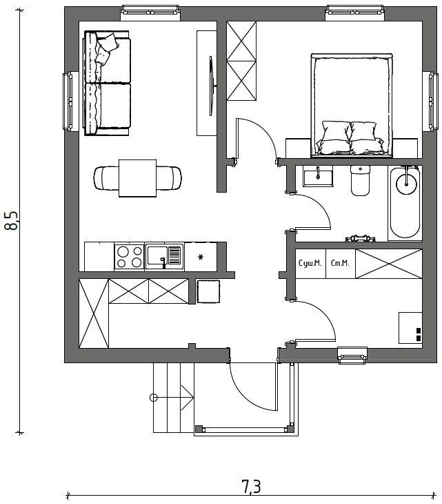 УЮТНЫЙ 42 (42м2)