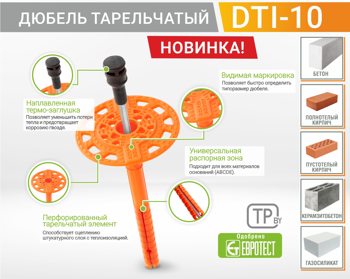Дюбель для теплоизоляции (мет.гвоздь + заглушка), 120мм