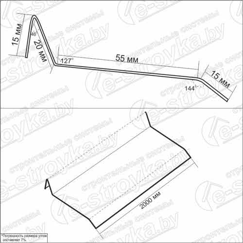 Планка примыкания для ГЧ, серая