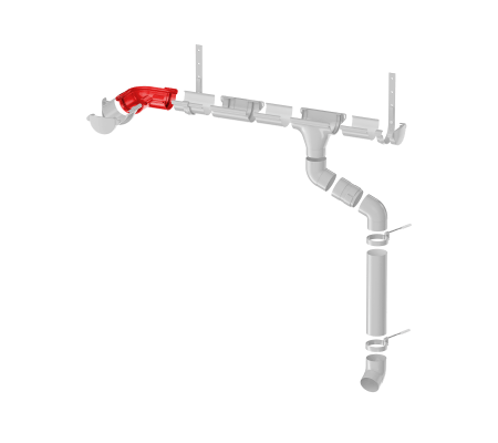 Угол желоба 135 ТН ПВХ, серый D125мм